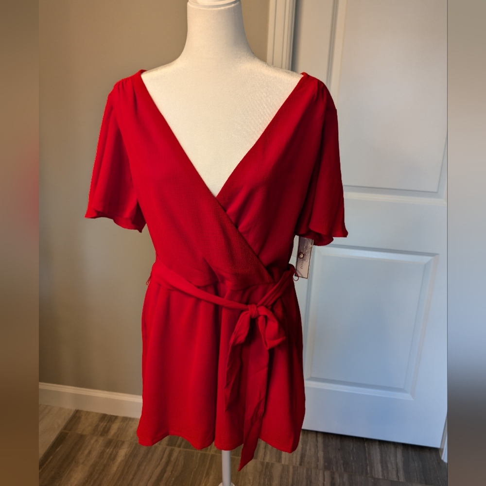 Premier Amour Red Romper Size 16 NWT